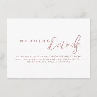 Eintrittskarte für Minimalistische Hochzeitdetails Begleitkarte