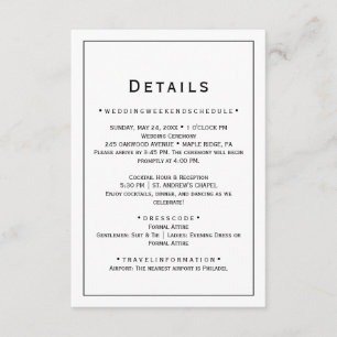 Eintrittskarte für Minimalistische Hochzeitdetails Begleitkarte