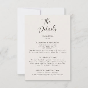 Eintrittskarte für Minimalistische Hochzeitdetails Einladung