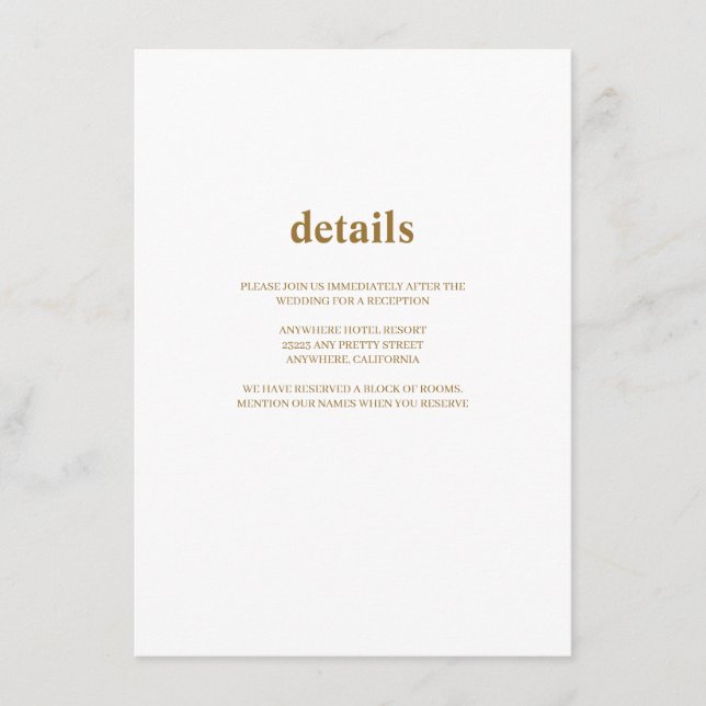 Eintrittskarte für moderne Arten von Hochzeitsinfo Begleitkarte (Vorderseite)