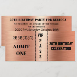 Eintrittskarte Geburtstagsparty Black Rose Gold Einladung