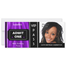 Eintrittskarte Geburtstagsparty Foto Lila Black