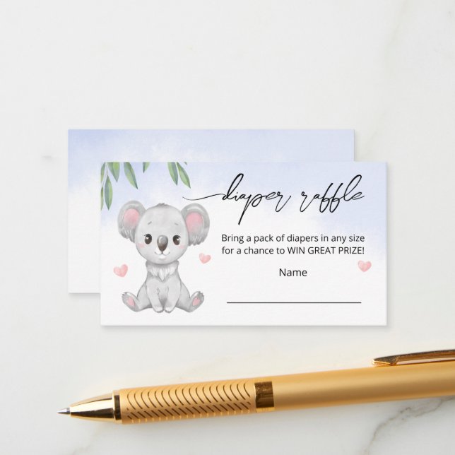 Eintrittskarte "Windelverlosung" für Babydusche. Begleitkarte (Vorderseite/Rückseite Beispiel)