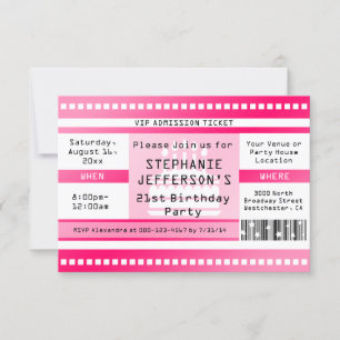 Eintrittskarte zum Geburtstag von Rosa Einladung