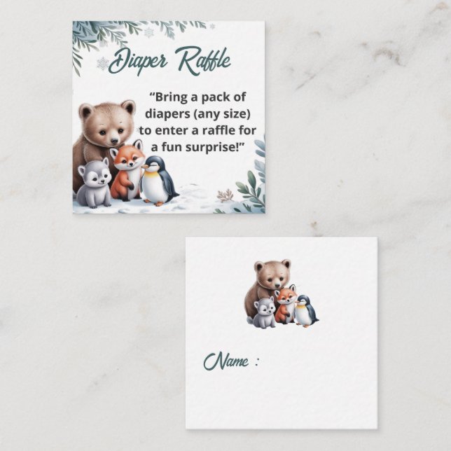 Eintrittskarte zum Winter-Snowflake-Windeln Begleitkarte (Vorne/Hinten)