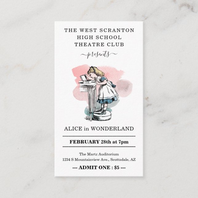 Eintrittskarten für Theatervorführungen - Größe de Begleitkarte (Vorderseite)