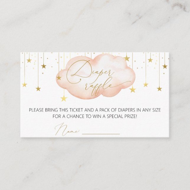 Eintrittskarten für Windeln, Mond und Sterne Rosa  Begleitkarte (Vorderseite)