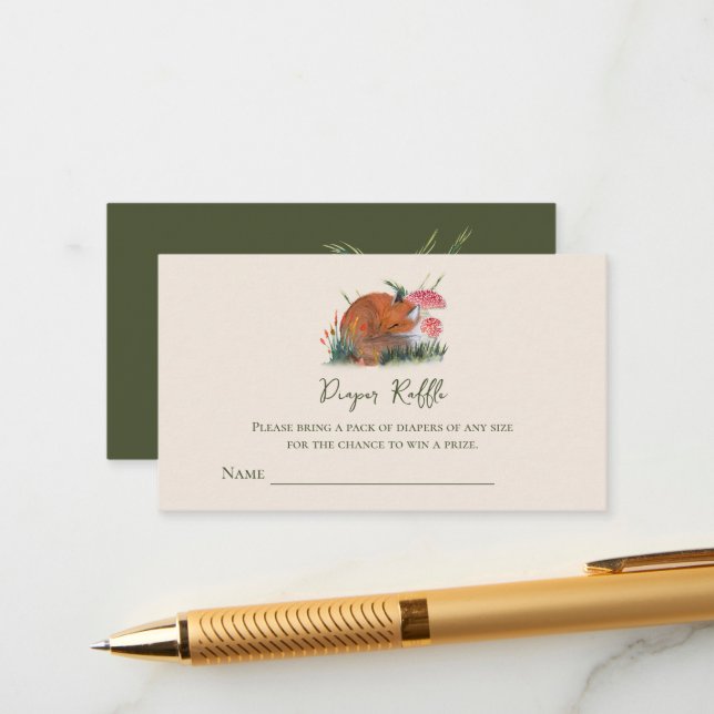 Eintrittskarten zum Herbstschläfchen Fox Diaper Um Begleitkarte (Vorderseite/Rückseite Beispiel)