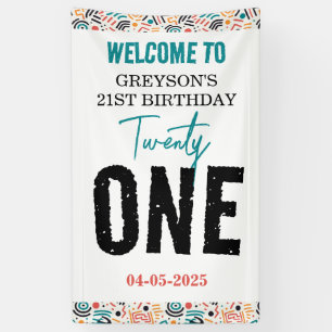 einundzwanzig 21. Geburtstag mit farbenfroher Ge Banner
