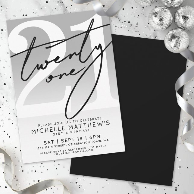 Einundzwanzig Einfaches Skript 21. Geburtstag Einladung (Twenty One Simple Script 21st Birthday Invitation)