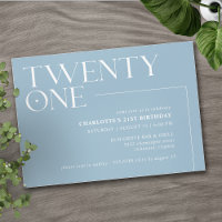 einundzwanzig | Light Blue Simple Airy 21. Geburts