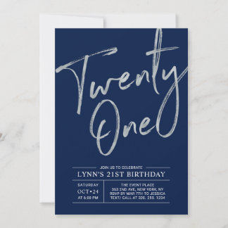 einundzwanzig | Silver & Navy 21. Geburtstag Party Einladung