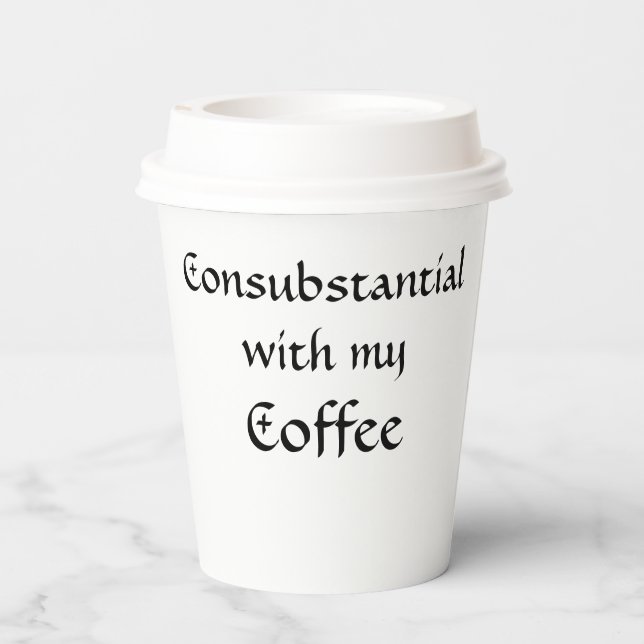 Einverstanden mit meinem Kaffee Pappbecher (Rückseite)