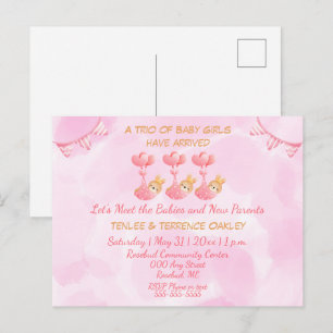 Einvitationskarte für die Babyparty für Drillinge Postkarte
