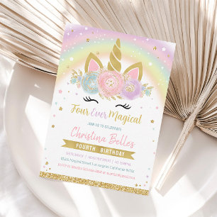 Einvladung zum 4. Geburtstag: Four Ever Magical Un Einladung