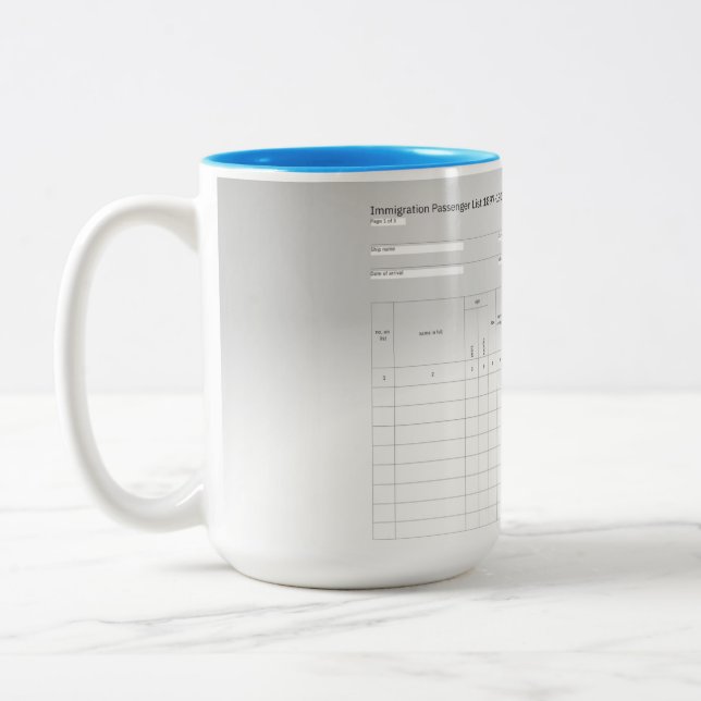 Einwanderer-Passagierliste Kaffeetasse (Links)