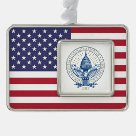 Einweihung des Donald Trump Mike Pence 2017 Logo U Rahmen-Ornament Silber