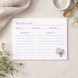 Einweihung Elegante lila Floral Rezeptkarte