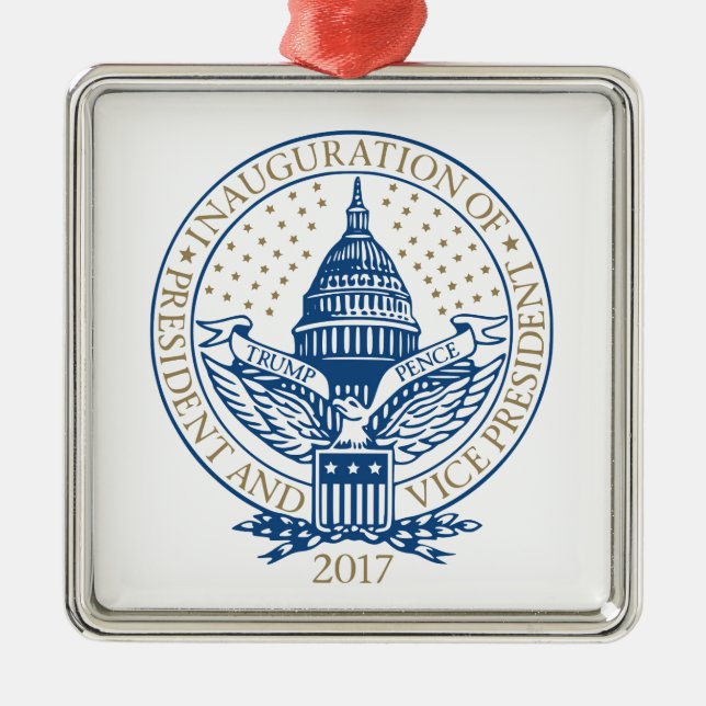 Einweihungs-Donald- TrumpMike-Pennys-Logo 2017 USA Silbernes Ornament (Vorne)