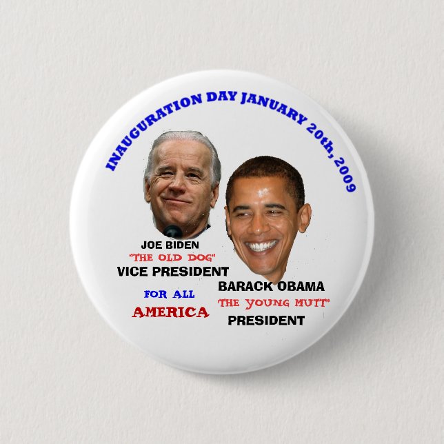 EINWEIHUNGS-JUNGE-KÖTER OBAMA BIDEN BUTTON (Vorderseite)