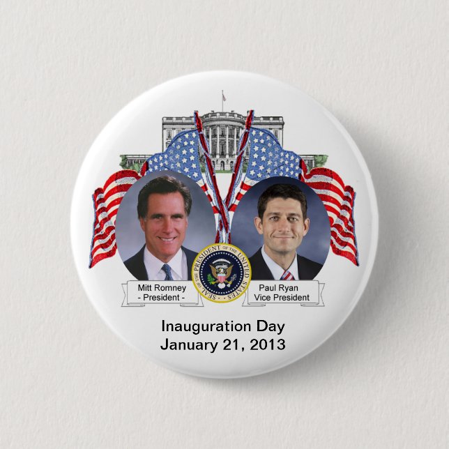 Einweihungs-Tagesknopf Mitt Romneys Paul Ryan Button (Vorderseite)