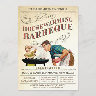 Einweihungsparty-Einladungen BBQ Vintage Einladung