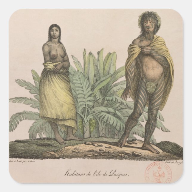 Einwohner der Osterinsel Quadratischer Aufkleber (Vorderseite)