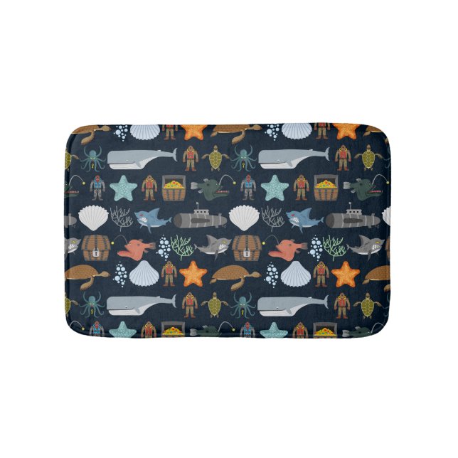 Einwohner des Ozeans Muster 1 Badematte (Vorderseite)