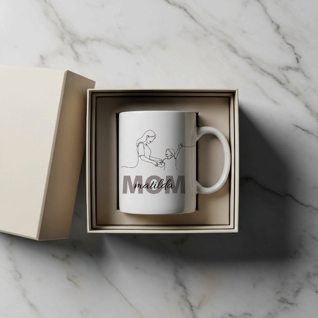 Einzeilige Kunst personalisierte Mutter-Tasse Kaffeetasse (Von Creator hochgeladen)