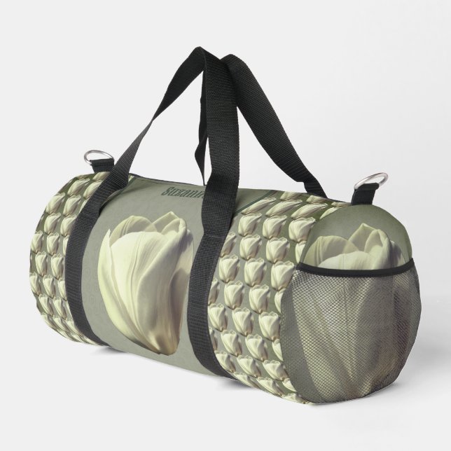 Einzelblume Weiße Blüte Duffle Bag (Rechte Ecke)