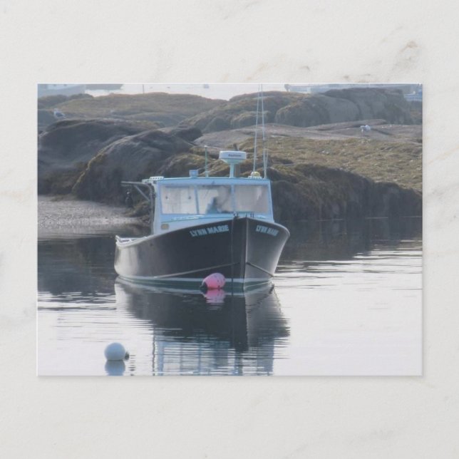 "Einzelboot in Nebel" Postkarte (Vorderseite)