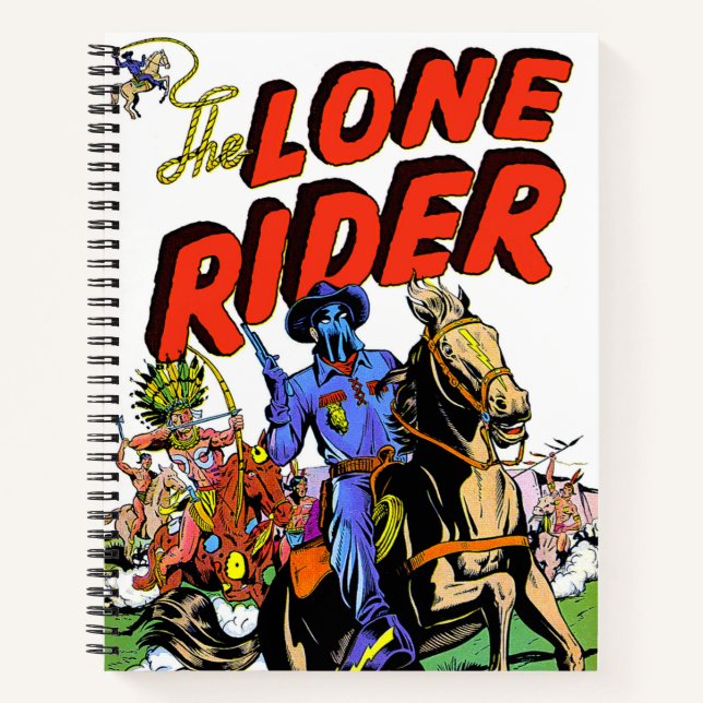 Einzelfahrer und Vintage Comicen des Apache Notizbuch (Vorderseite)
