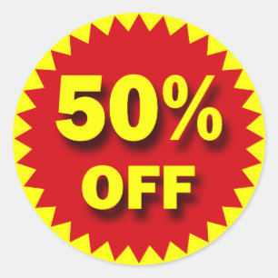 EINZELHANDELSVERKAUF-ABZEICHEN - 50% WEG RUNDER AUFKLEBER