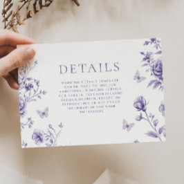 Einzelheiten zu den Vintagen Lila Blumenhochzeiten Begleitkarte