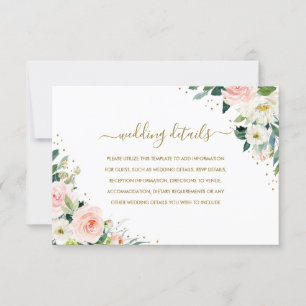 Einzelheiten zu Hochzeiten mit botanischem Blush RSVP Karte