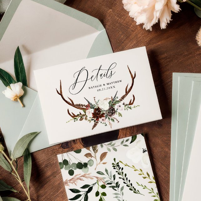 Einzelheiten zu rustikalem Blattwerk, Blumen und J Save The Date (Von Creator hochgeladen)