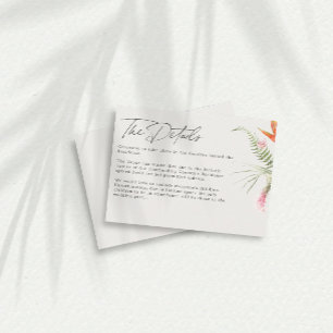 Einzelheiten zu tropischen Blumenhochzeiten Begleitkarte