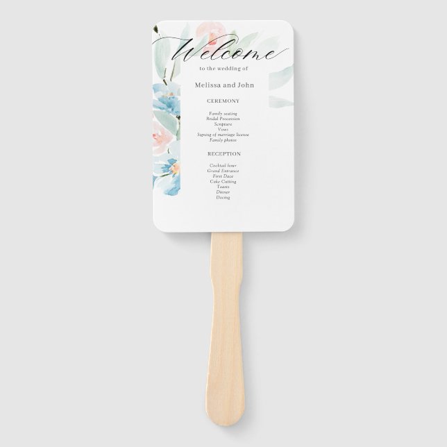 Einzelheiten zu Wasserfarbenblüten und Blauen Hoch Fächer (Vorderseite)