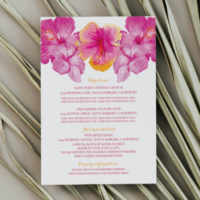 Einzelheiten zum Hochzeitskalender von gebürstetem Begleitkarte (Brushed Hibiscus Floral Wedding Details Enclosure Card)