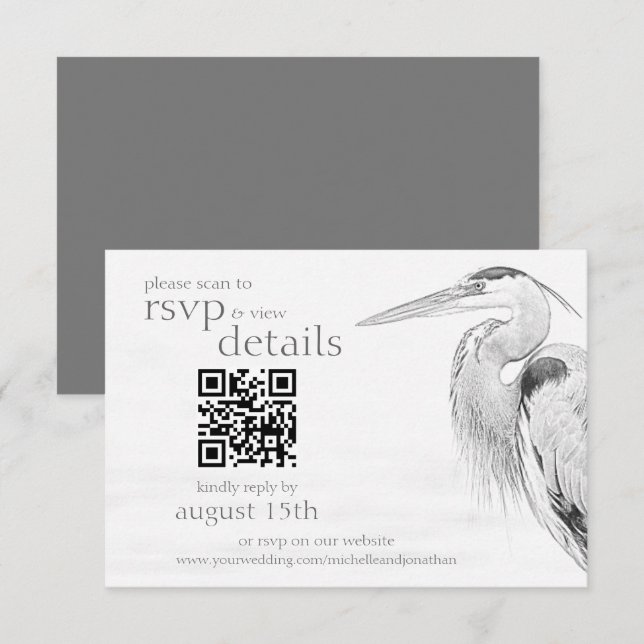 Einzelheiten zum QR-Code für Hochzeitsskizzen und RSVP Karte (Vorne/Hinten)