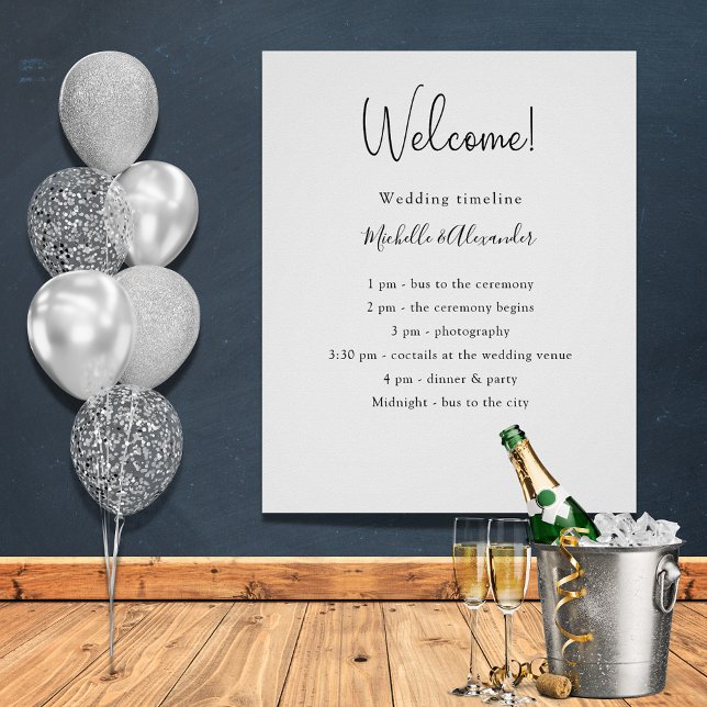 Einzelheiten zum Schwarz-weißen Hochzeitsprogramm Poster (Von Creator hochgeladen)