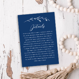 Einzelheiten zur Hochzeit der rustikalen Navy-Blue Begleitkarte