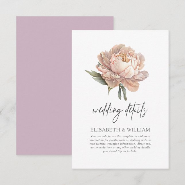 Einzelheiten zur Hochzeit im Wasserfarben-Garten Begleitkarte (Vorne/Hinten)