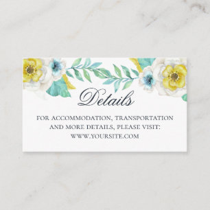 Einzelheiten zur Hochzeit in Aquarellblau und Gelb Begleitkarte
