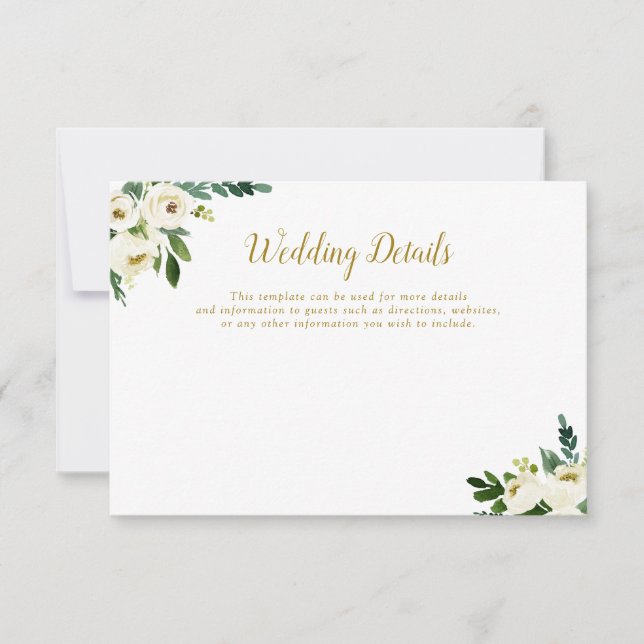 Einzelheiten zur Hochzeit in Grün und Gold RSVP Karte (Vorderseite)
