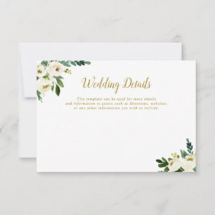 Einzelheiten zur Hochzeit in Grün und Gold RSVP Karte
