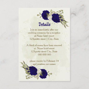 Einzelheiten zur Hochzeit in Royal Blue Beige Begleitkarte