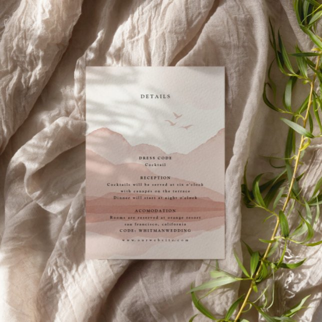 Einzelheiten zur Hochzeit in Urlaubsort der Blush  Begleitkarte (Von Creator hochgeladen)