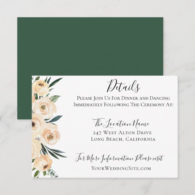 Einzelheiten zur Hochzeit mit elegantem neutralem  Einladung (Vorne/Hinten)