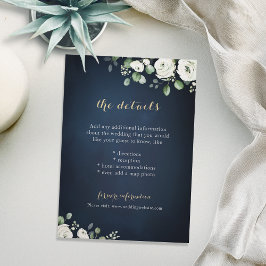 Einzelheiten zur Hochzeit mit weißem Blumen Begleitkarte